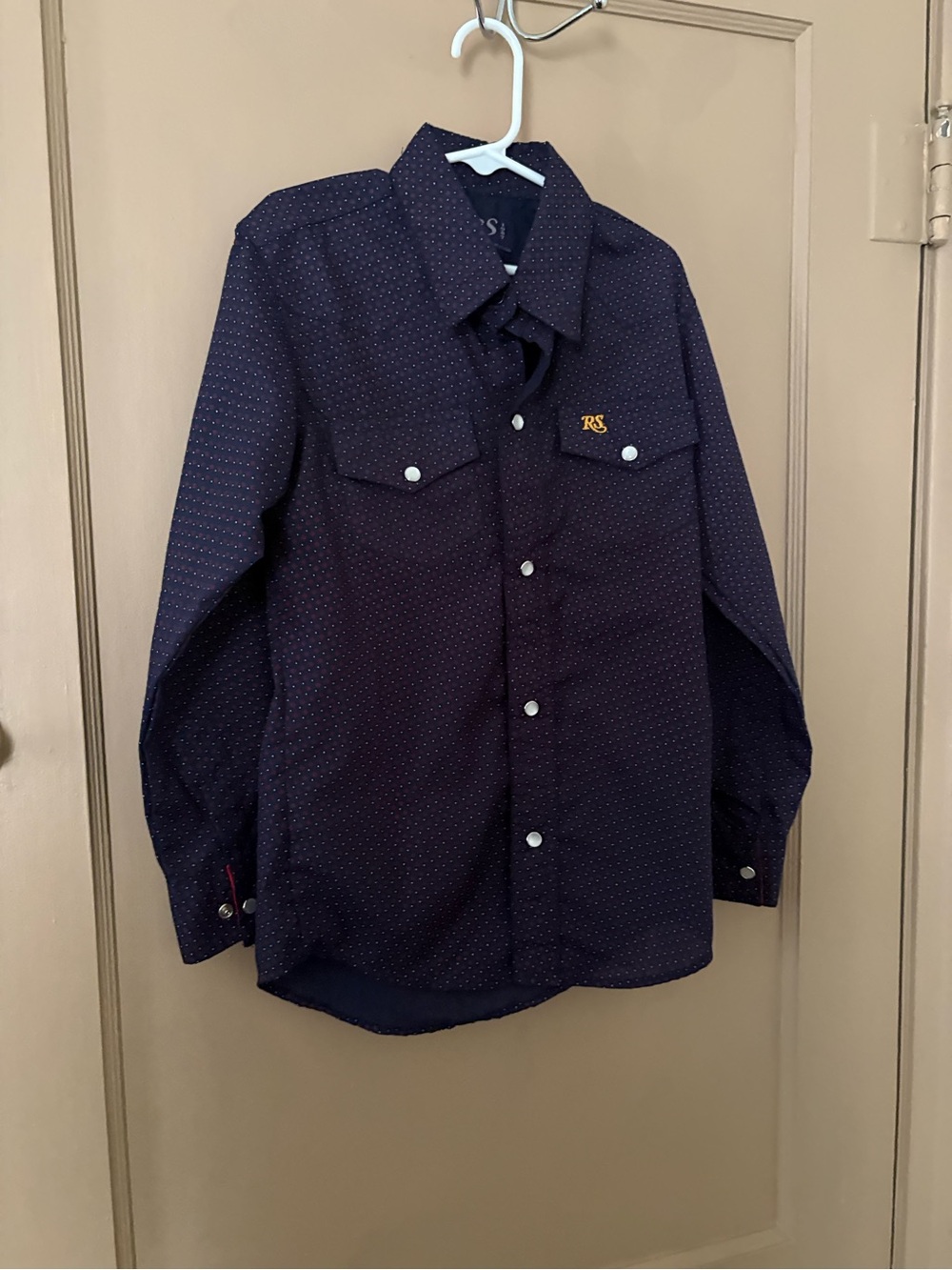Boys Navy Dot Button-Down Shirt
